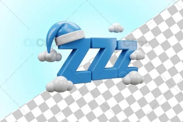 Sleep Icon with "ZZZ" and Clouds 3D Illustration