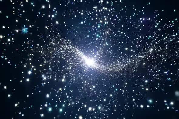 Cosmic Particle Explosion with Radiant Light Burst