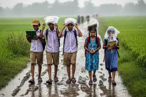 Rural Students' Rainy Journey