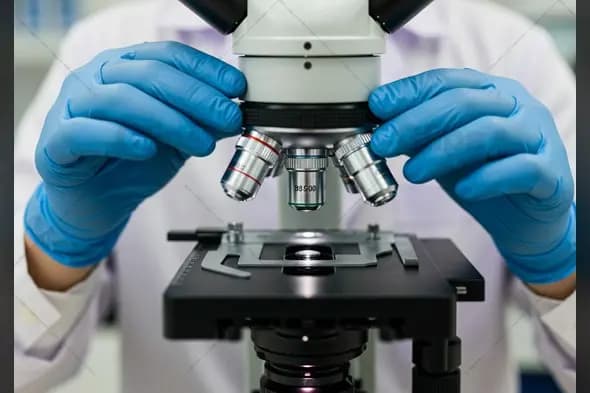 Scientist Adjusting Microscope for Laboratory Research
