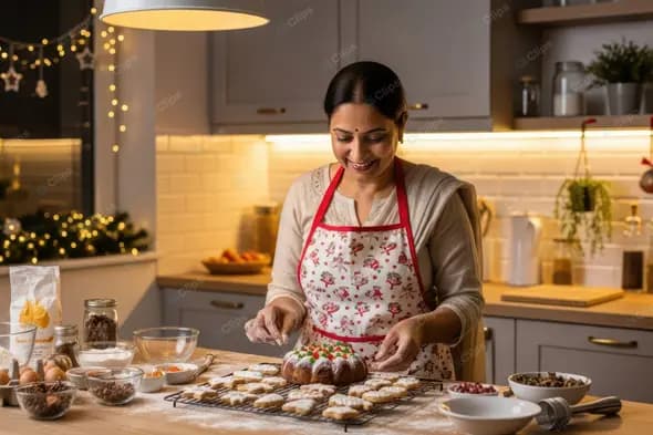Indian Woman's Festive Holiday Baking