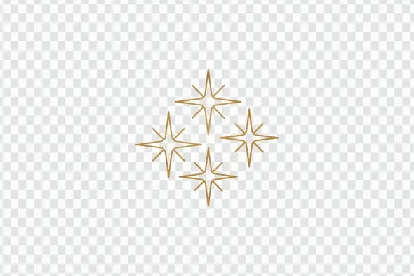 Elegant Golden Four Pointed Stars Cluster Clipart PNG