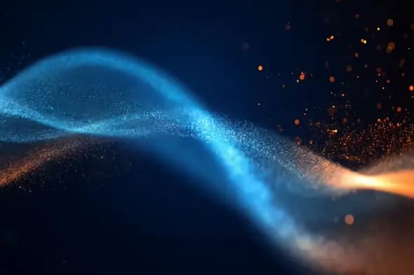 Dynamic Blue and Orange Particle Wave Abstract Motion Background