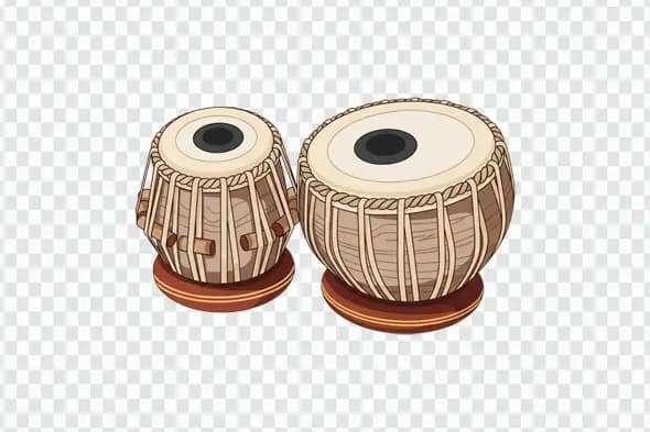 Cartoon Style Indian Tabla Drums Musical Clipart PNG