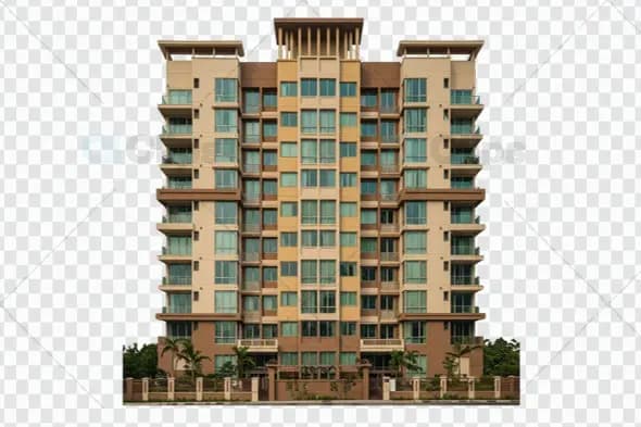 Modern Luxury Apartment Building with Glass Balconies