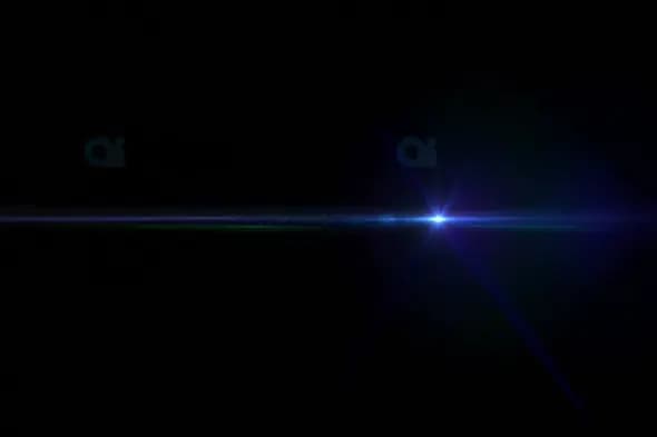 Horizontal Blue Lens Flare on Black Background