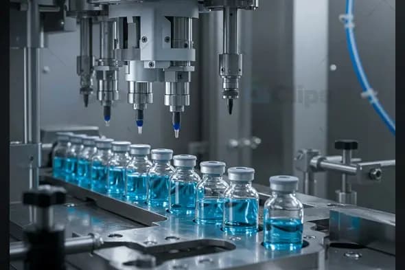 Pharmaceutical Bottling Process in a High-Tech Laboratory