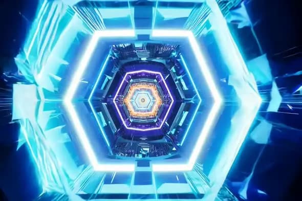 Neon Hexagonal Tunnel Light Animation