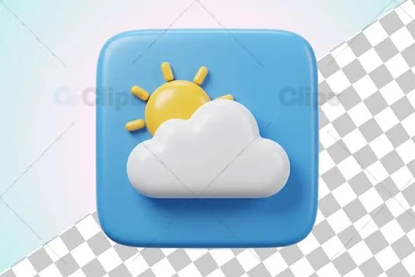 3D Partly Cloudy Weather Icon Illustration