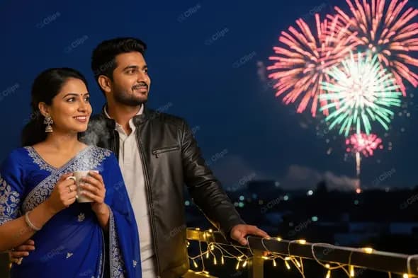 Indian Couple's Nighttime Celebration
