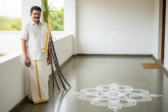 South Indian Man Celebrating Pongal Festival