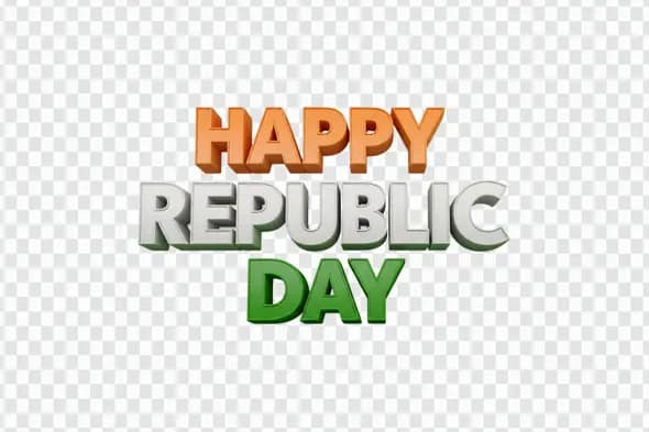 Tricolor Happy Republic Day 3D Text Clipart PNG