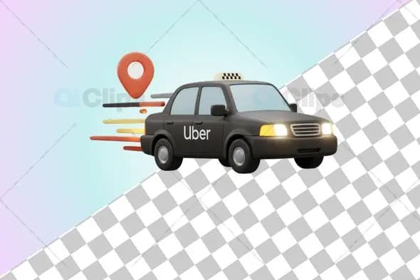 3D Uber Taxi with GPS Location Icon