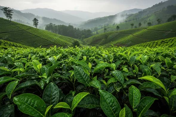 Misty Tea Plantation Panorama