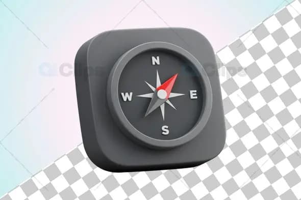 3D Compass Icon Illustration