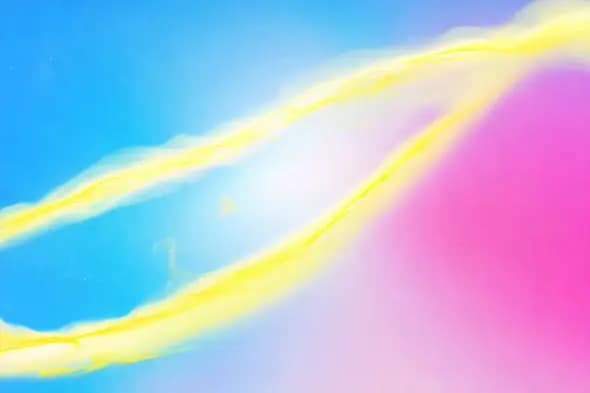 Flowing Yellow Light Stream on Blue-Pink Gradient Background