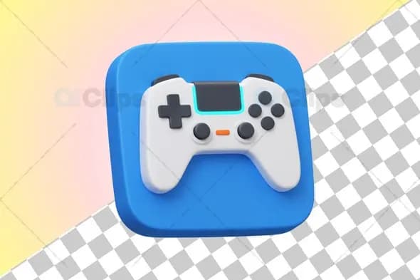 3D Gaming Controller Icon Illustration