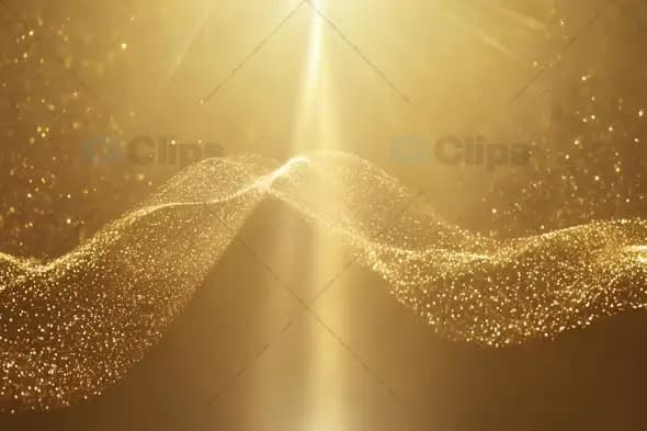 Luxury Golden Particle Wave with Divine Light Beam Background