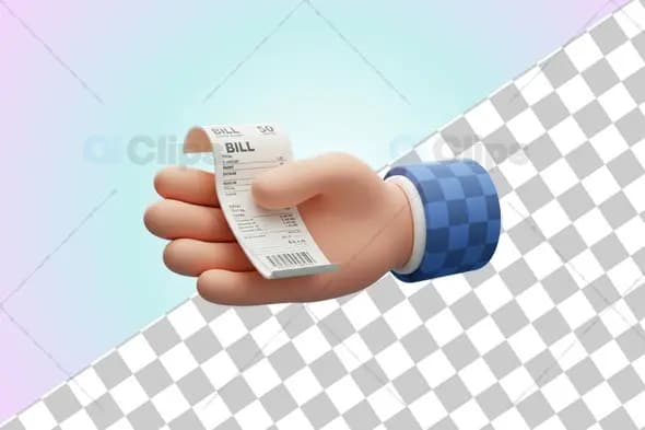 3D Hand Holding a Receipt Illustration