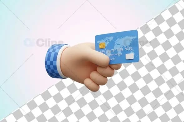 3D Hand Holding Credit Card Illustration
