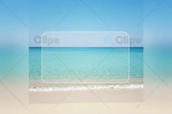 Tranquil Tropical Beach Frame Template with Crystal Clear Waters