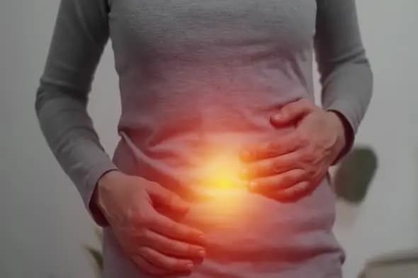 Abdominal Pain Visualization with Glowing Red Heat Effect