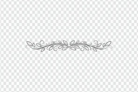 Symmetrical Leafy Flourish Decorative Divider Clipart PNG