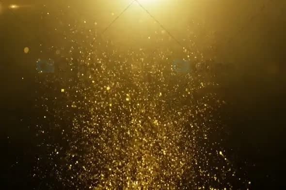 Luxurious Golden Particles Rising with Dramatic Lighting