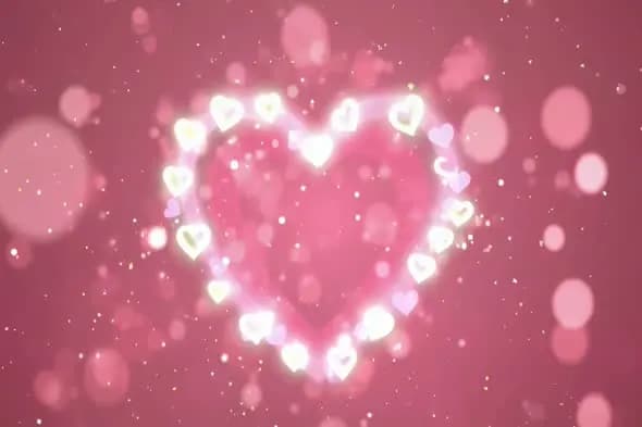 Glowing Heart Frame with Sparkling Bokeh Animation Background