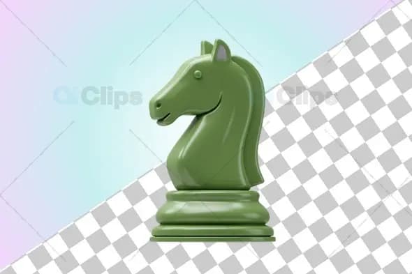 3D Chess Knight Piece in Sage Green
