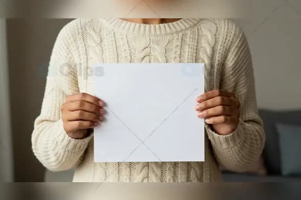 Blank Square Card Mockup – Woman Holding Paper