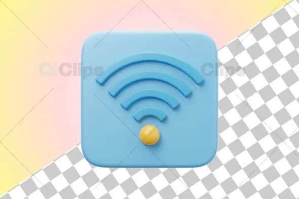 3D Wireless Network Signal Icon Illustration