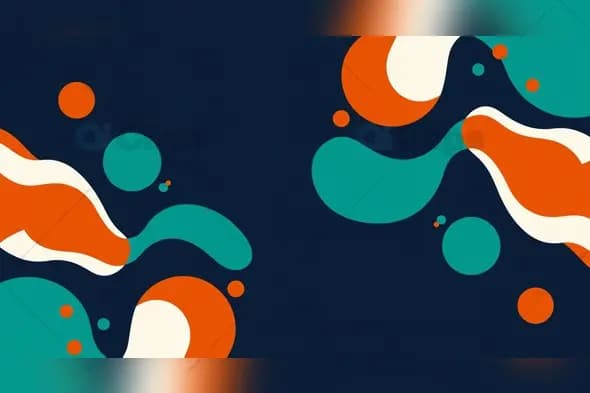 Abstract Wavy Shapes in Orange, Green, and Navy