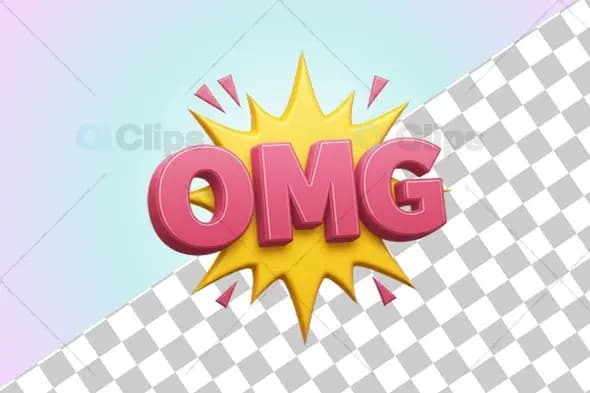 3D Comic "OMG" Explosion Illustration