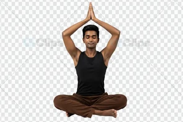 Serene Yoga Meditation Pose with Raised Prayer Hands