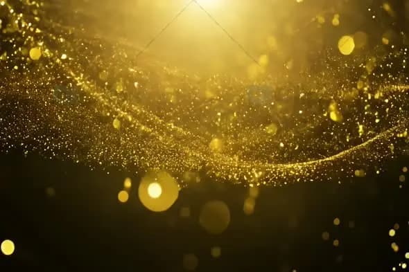 Golden Particle Wave with Bokeh Light Effects