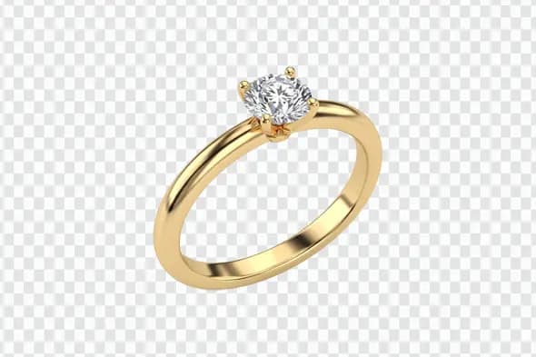 Elegant Gold Solitaire Diamond Engagement Ring PNG Clipart