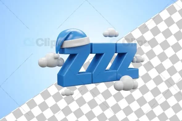 Blue "ZZZ" Sleep Icon with Clouds and Cap 3D Illustration