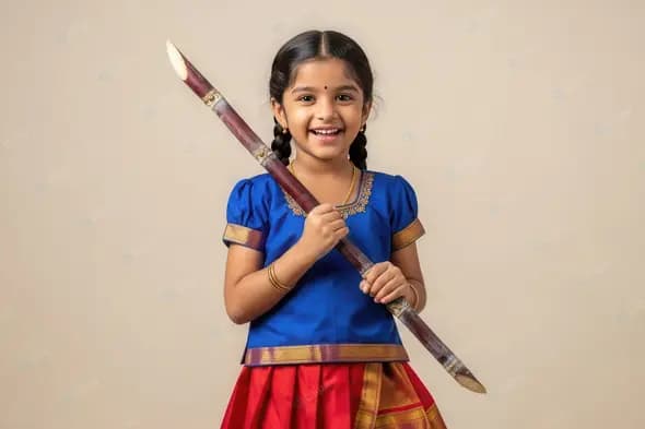 Smiling Girl in Traditional Pongal Attire