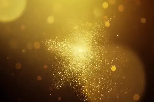 Elegant Golden Particles Burst with Bokeh Effect