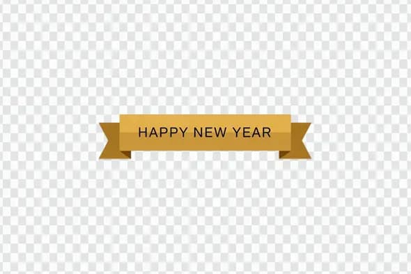 Stylish Gold Happy New Year Celebration Ribbon Clipart PNG