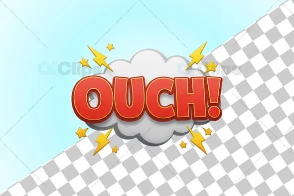 3D Ouch! Comic Effect Illustration