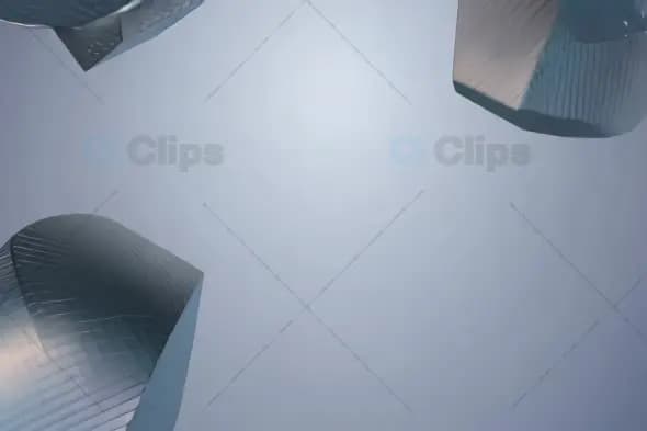 Modern Architecture Abstract Upward View Against Misty Sky