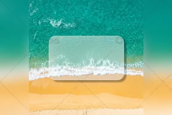 Aerial Beach Template with Frosted Glass Frame Overlay