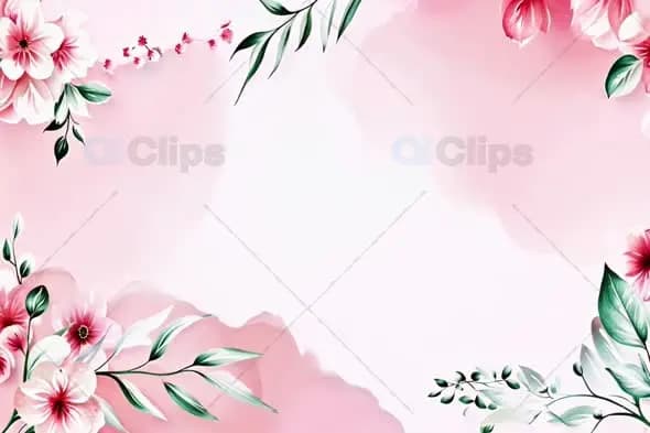 Elegant Pink Floral Border Animation with Watercolor Effects