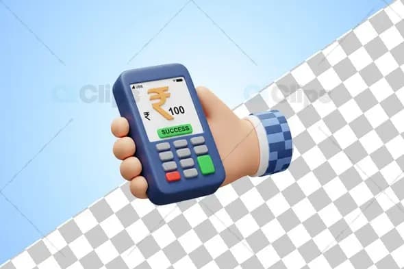 3D Indian Rupee Payment Successful POS Illustration