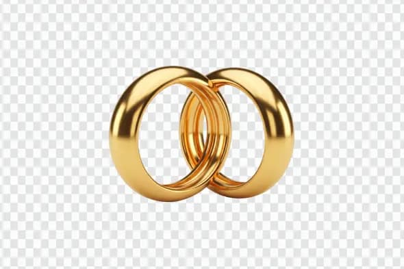 A Pair of Interlocking Golden Wedding Rings PNG