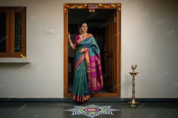 Auspicious Welcome at a Festive Home