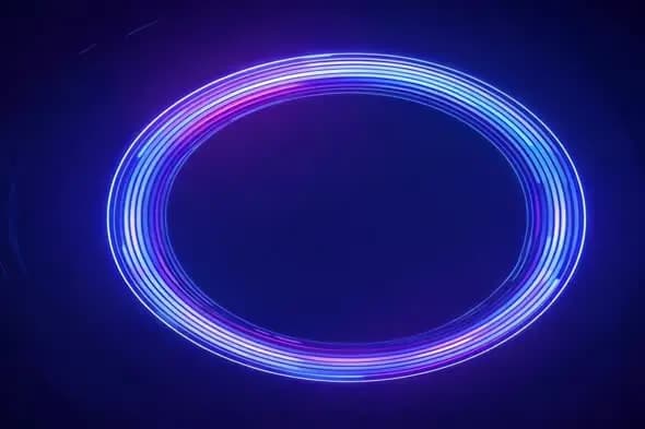 Glowing Neon Oval Ring with Multi-Color Light Trails