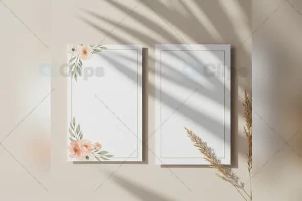 Floral Frame Template with Shadows Overlay